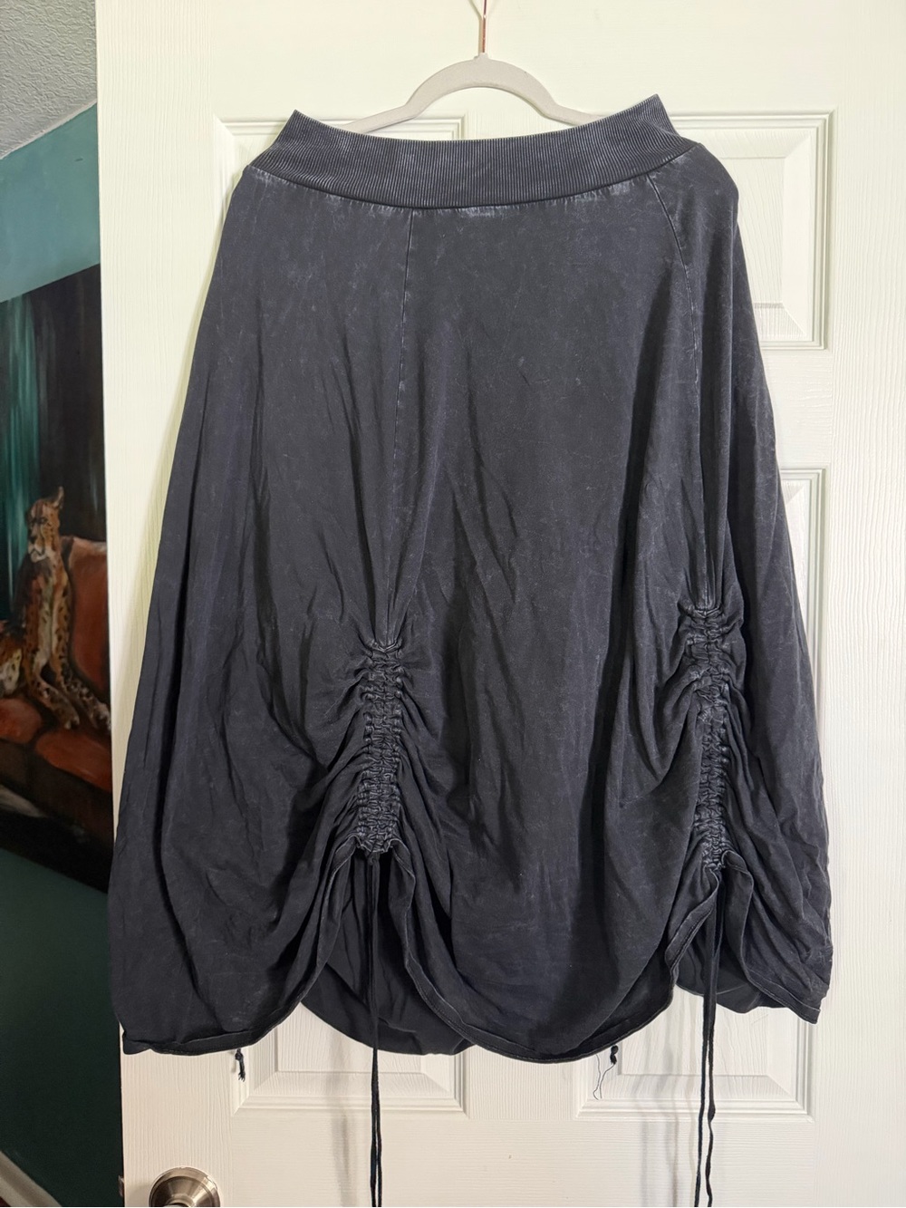 Matthew Charcoal black distressed Ruched A-Line Skirt